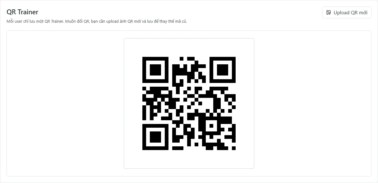 QR Trainer đã lưu trong khung xem chính